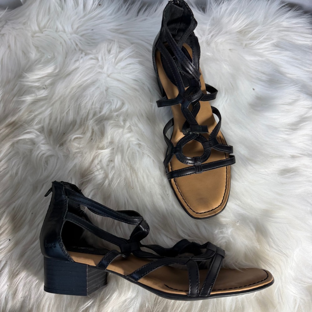 b.o.c. Born Concept Black Strappy Gladiator Block Heel Sandals Size‎ 9M 253709